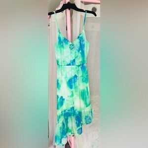 Mimi Chica Green & Blue Watercolor Sundress